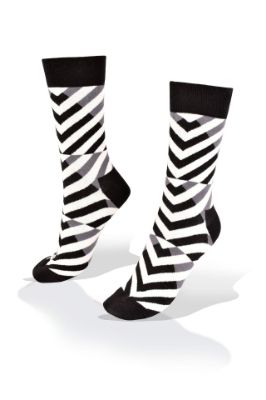 Picture of Black and White Diagonal  Stripes Socks