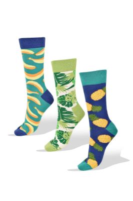 Picture of 3 Pairs of Socks: Bananas, Plants and Pineapple