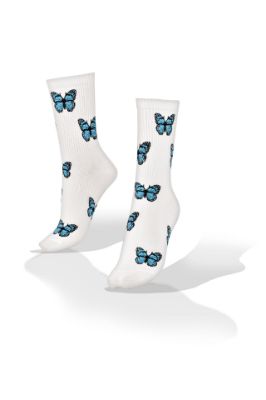 Picture of Blue Butterflies on White Socks