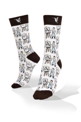 Picture of Artist Painting in Black and White Exclusive Aves del Plata Design Socks 