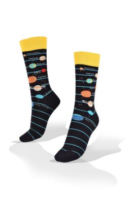 Picture of Galaxy Planets on Blue with Yellow Socks