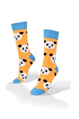 Picture of Panda  Bear Faces on Yellow Socks