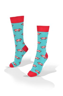 Picture of Pigs on Turquoise Socks 