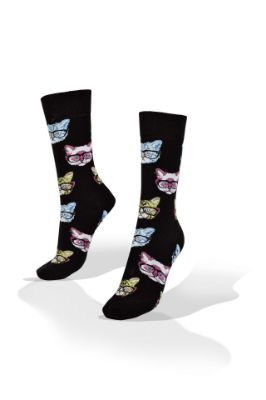 Picture of Multicolor Cat s Faces  with Sunglasses Socks