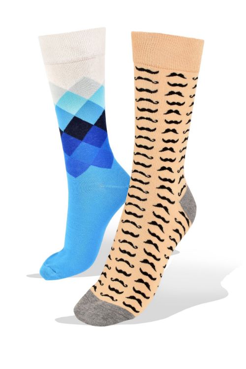 Picture of Blue Argyle Socks and Mustache Socks