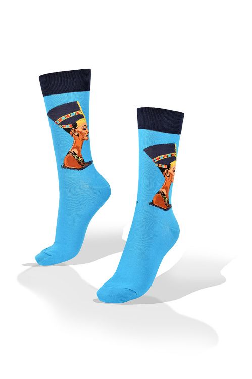 Picture of Nefertiti on Turquoise Socks