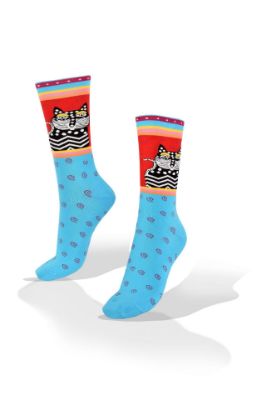 Picture of Gray Cat on Turquoise Socks
