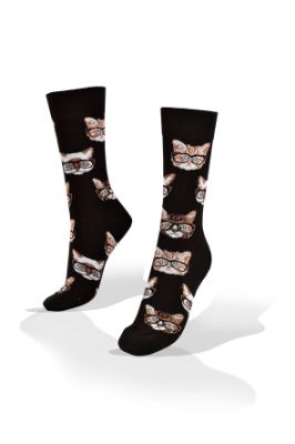 Picture of Cats Faces with Eyeglasses Socks