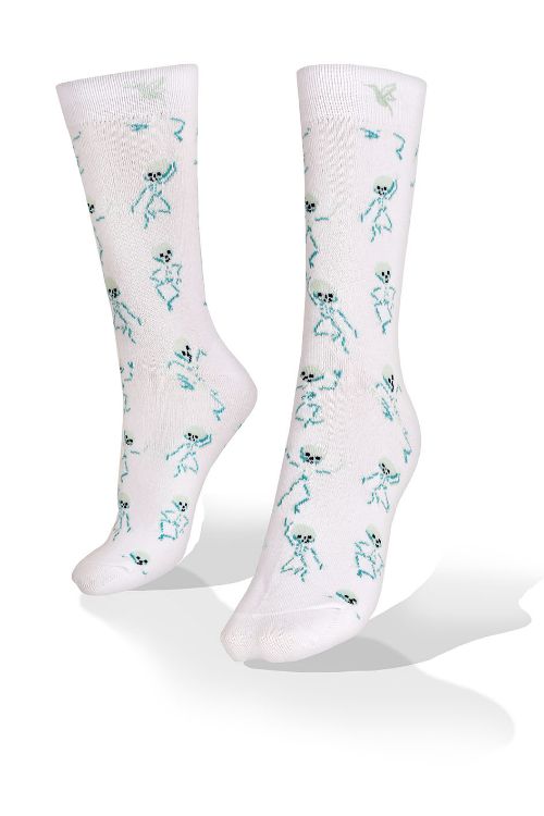 Picture of White Dancing Skeletons Aves del Plata™ Exclusive Design Socks