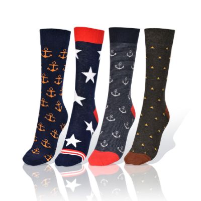 Picture of Set of 4 Men Socks Anchor and Stars 