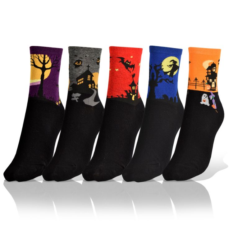 Picture of Halloween set of 5 socks with moon